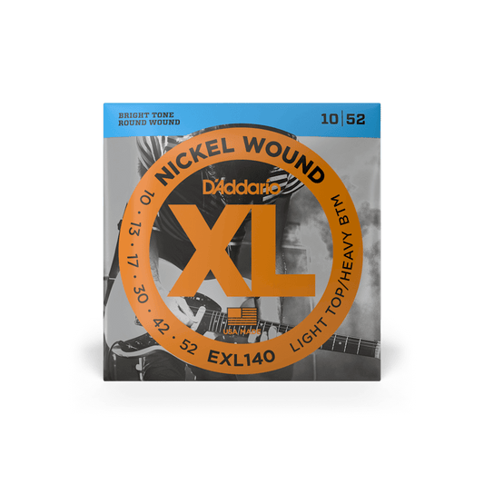 D'addario Nickel Wound 10-52 Light Top/Heavy Bottom Electric Guitar Strings - EXL140