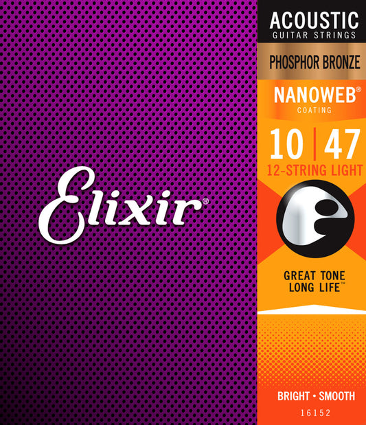 Elixir Acoustic Phosphor Bronze Nanoweb 12-String Light 10-47 - 16152