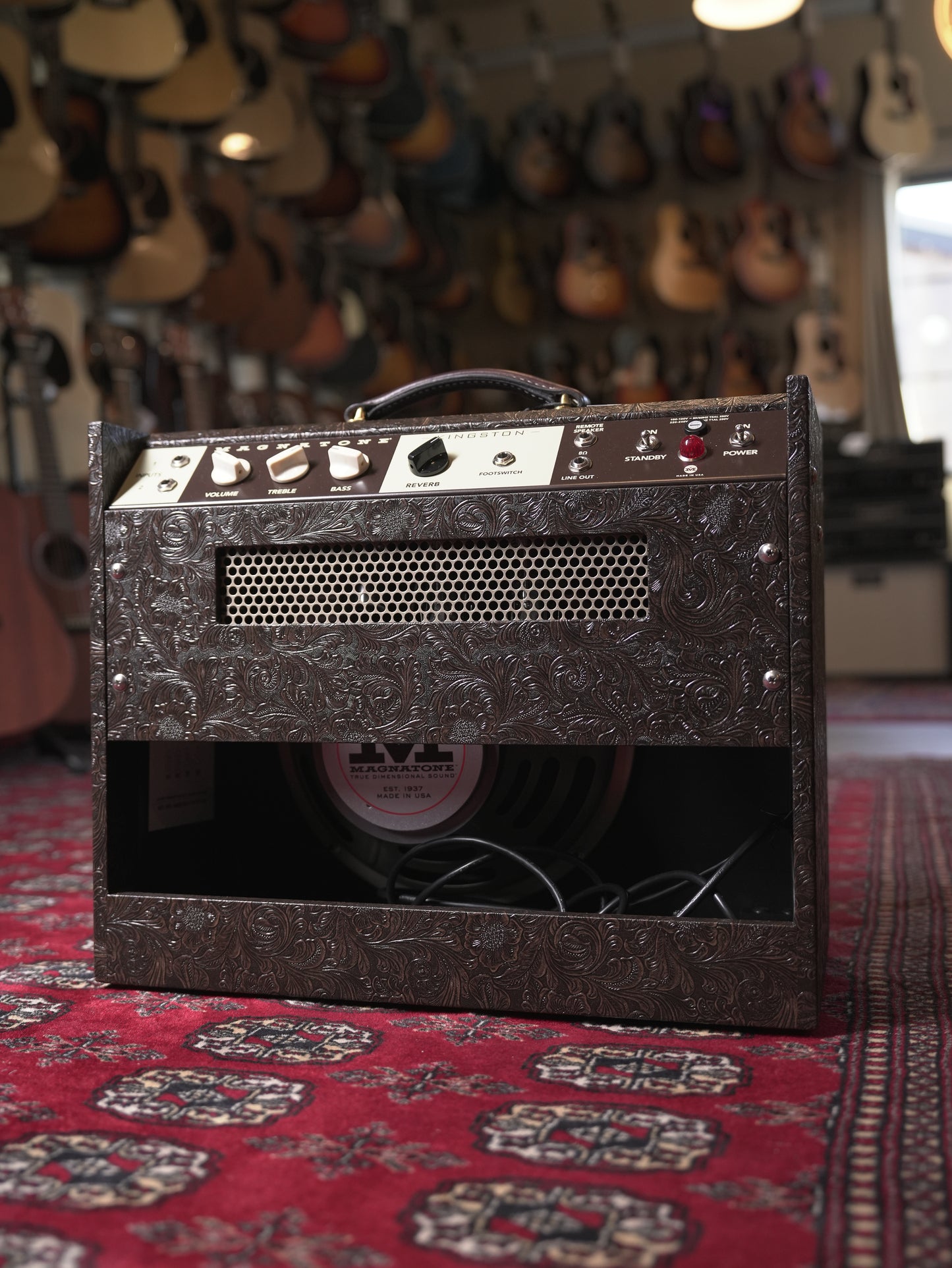 Magnatone Kingston 12w 1x12" Combo Tube Guitar Amplifier - Malibu Music Exclusive Brown Western Tolex w/ Gold Grille