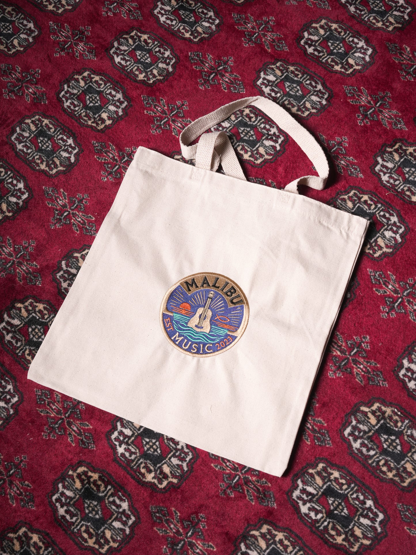 Malibu Music Embroidered Tote Bag - Natural