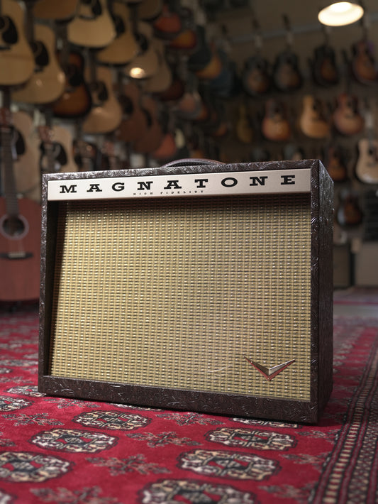 Magnatone Kingston 12w 1x12" Combo Tube Guitar Amplifier - Malibu Music Exclusive Brown Western Tolex w/ Gold Grille