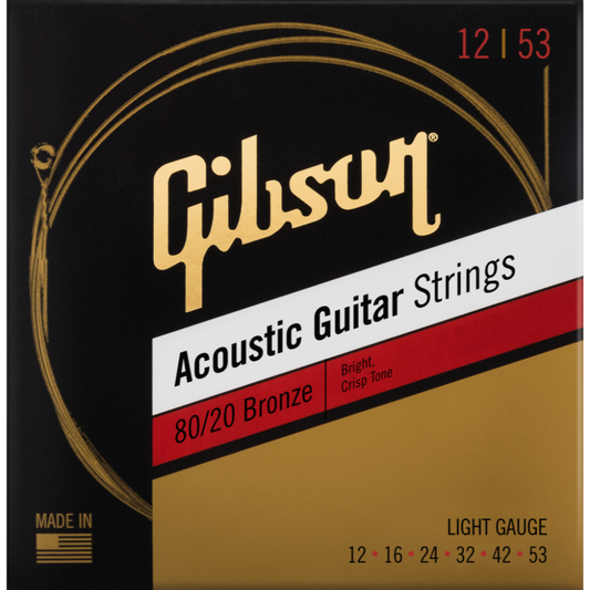 Gibson 80/20 Bronze Acoustic Guitar Strings Light Gauge (12-53)