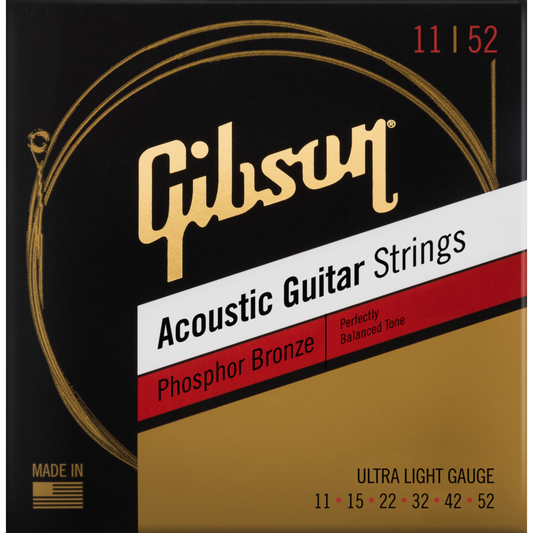 Gibson Phosphor Bronze Acoustic Guitar Strings Ultra Light Gauge (11-52)
